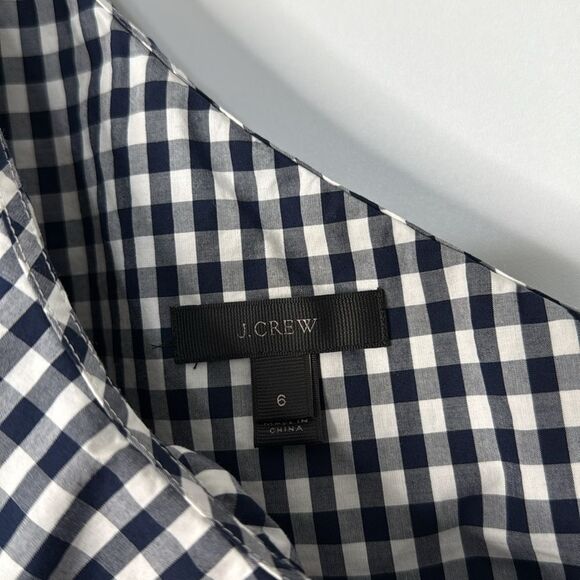 J. Crew Gingham One Shoulder Ruffle Top Size 6 - Picture 5 of 10